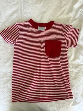 Little English Red & White Striped Pocket Tee
